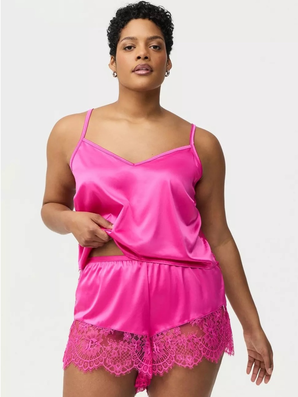 Torrid Lace & Satin Lingerie Short - Fuchsia Fedora